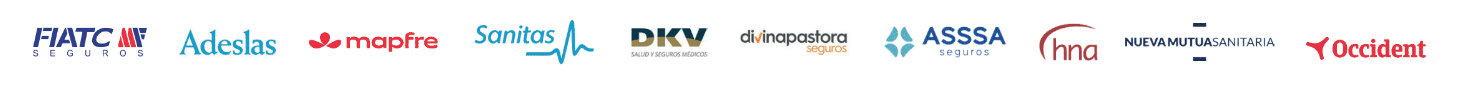 Aseguradoras colaboradoras: FIATC, Adeslas, Mapfre, Sanitas, DKV, Divina Pastora, ASSSA, HNA, Nueva Mutua Sanitaria y Occident